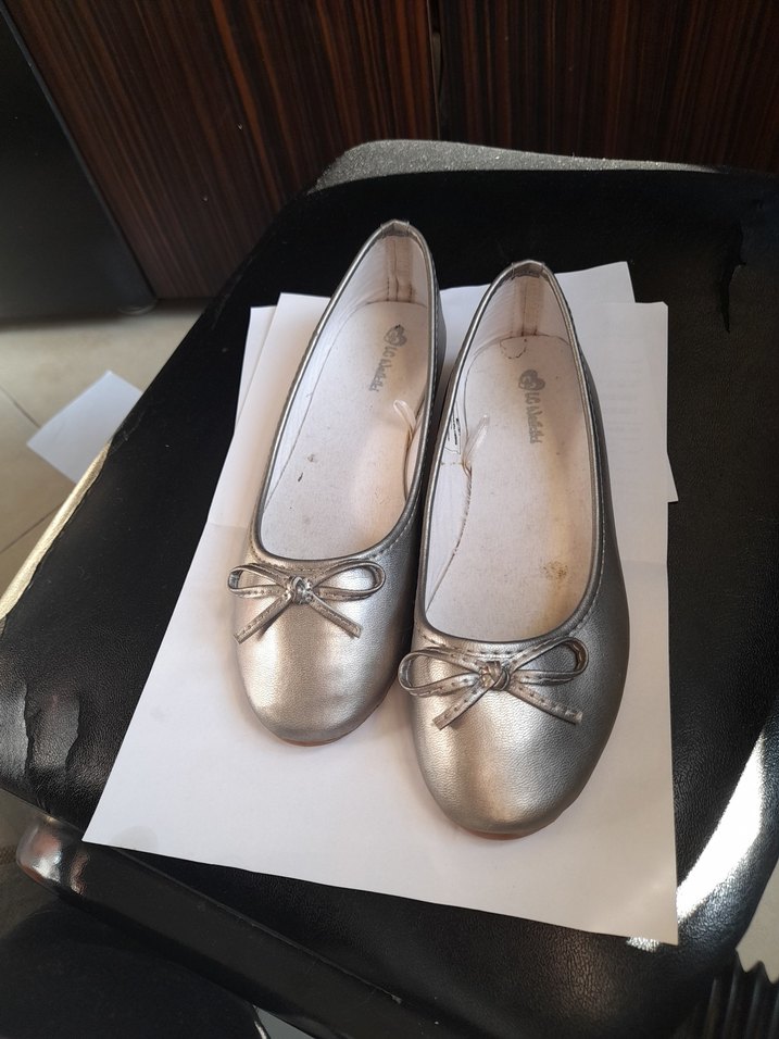 Kız Çocuk Gri Bej Balerin Ayakkabı - Görsel 4