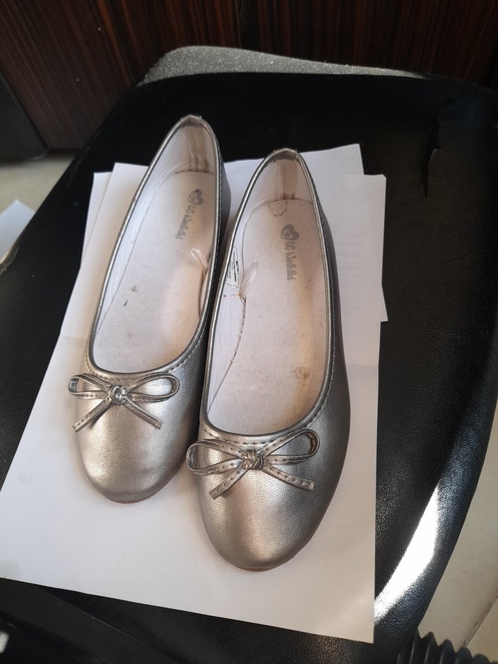 Kız Çocuk Gri Bej Balerin Ayakkabı - Görsel 2