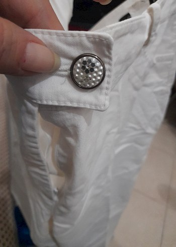 Kadın Beyaz Keten Pilili Midi Pantolon - Görsel 8