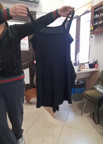 Siyah Midi Straplez Hamile Tunik - Görsel 4