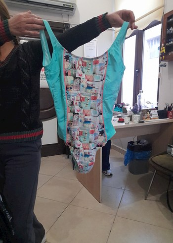 Turkuaz Baskılı Mini Kadın Mayo - Görsel 4