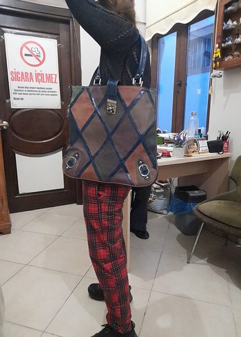 Kilitli Kahverengi Bağlamalı Deri Kadın Çanta - Görsel 4