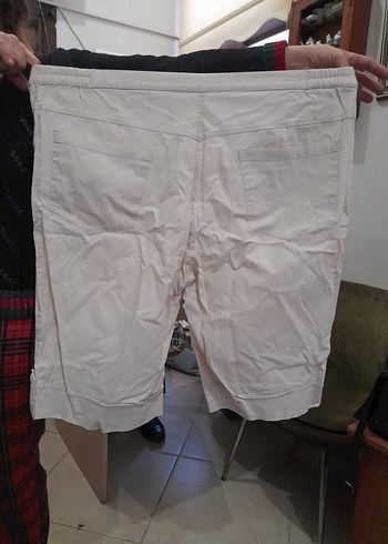 Beyaz Pamuklu Midi Kadın Pantolon - Görsel 8