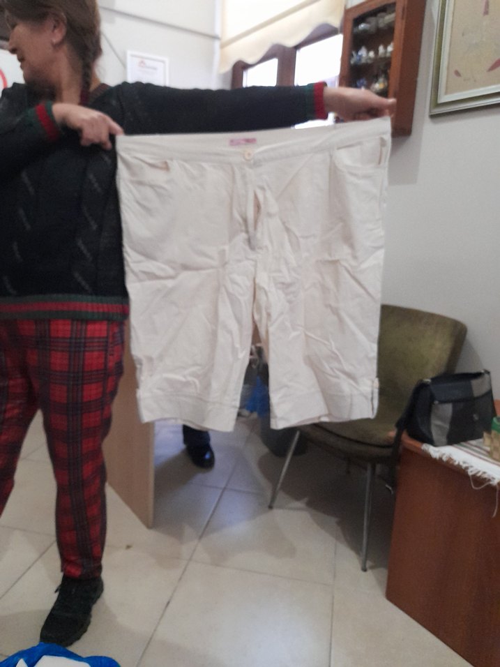 Beyaz Pamuklu Midi Kadın Pantolon - Görsel 2