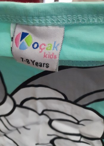 Kız Çocuk Turkuaz Baskılı Kısa Kollu Tişört - Görsel 3