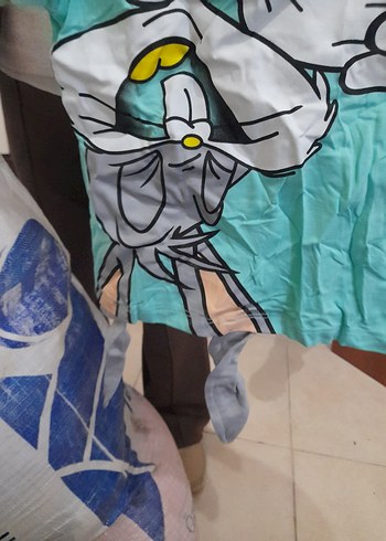 Kız Çocuk Turkuaz Baskılı Kısa Kollu Tişört - Görsel 4