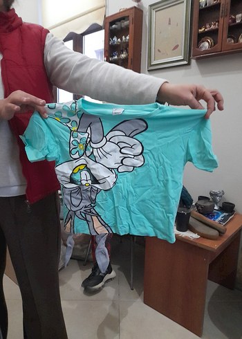 Kız Çocuk Turkuaz Baskılı Kısa Kollu Tişört - Görsel 2