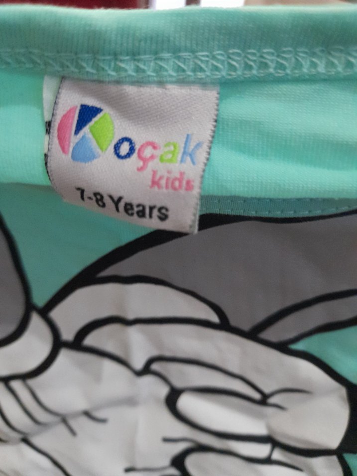 Kız Çocuk Turkuaz Baskılı Kısa Kollu Tişört - Görsel 3