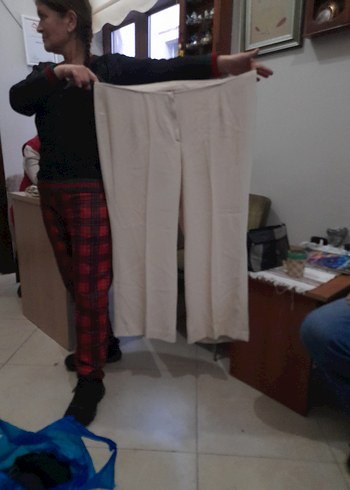 Bej Kadın Pilili Normal Boy Pantolon - Görsel 8