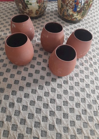 Kahverengi Seramik 5'li Kupa Seti - Görsel 5