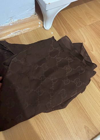 Kahverengi Saten Kadın Şal - Görsel 2