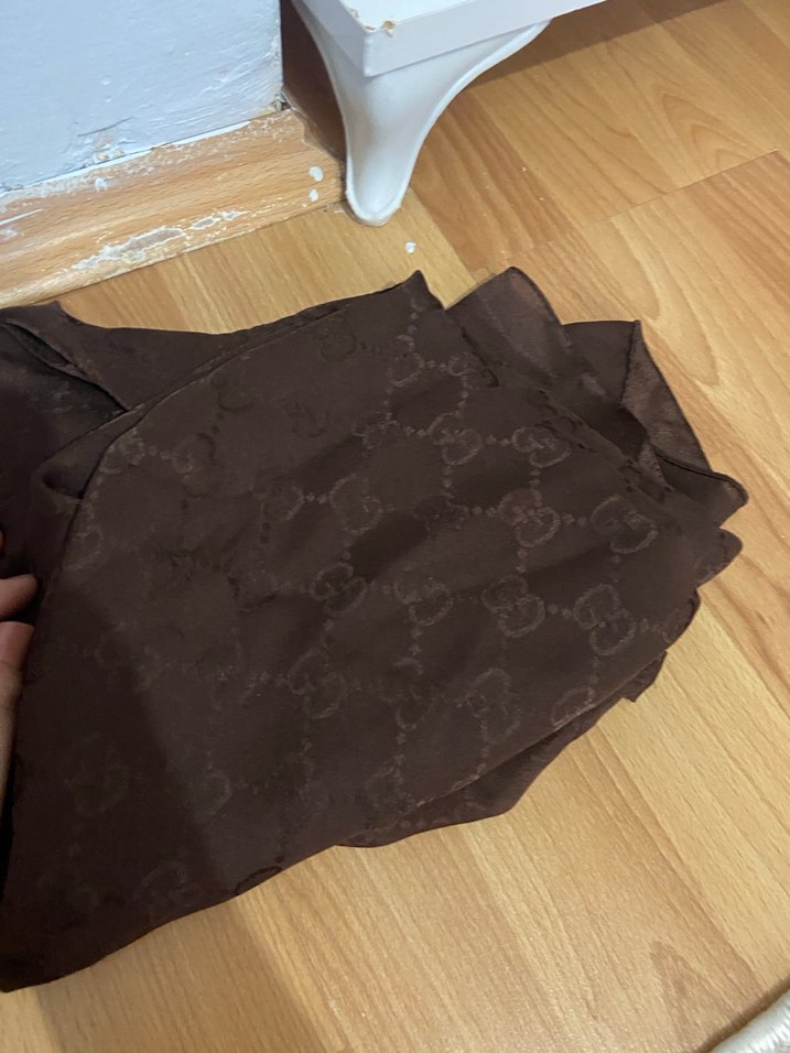 Kahverengi Saten Kadın Şal - Görsel 2