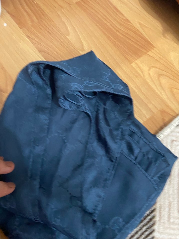 Koyu Mavi Pilili Kadın Şal - Görsel 3