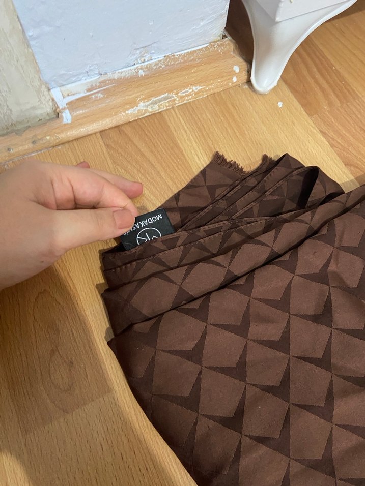 Kadın Kahverengi Pilili Bohem Şal - Görsel 2