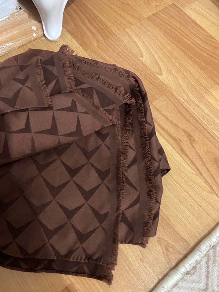 Kadın Kahverengi Pilili Bohem Şal - Görsel 3