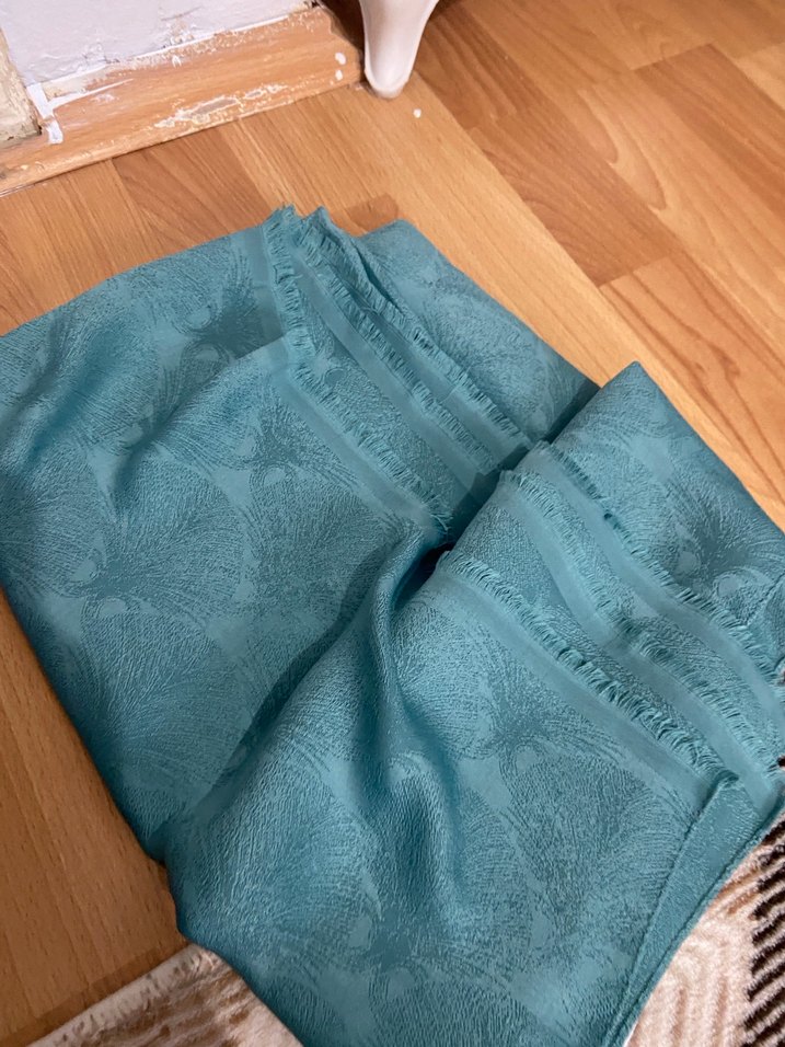 Kadın Turkuaz Pileli Bohem Şal - Görsel 3