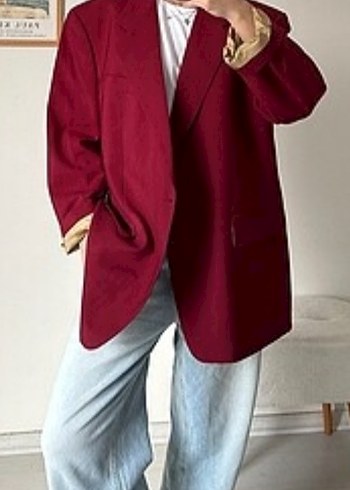 Zara Bordo Oversize Blazer Ceket