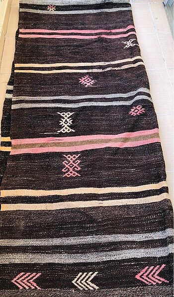 Antika yün el dokuma kilim yolluk