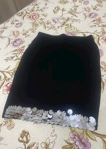 Siyah Payetli Mini Etek - Görsel 2