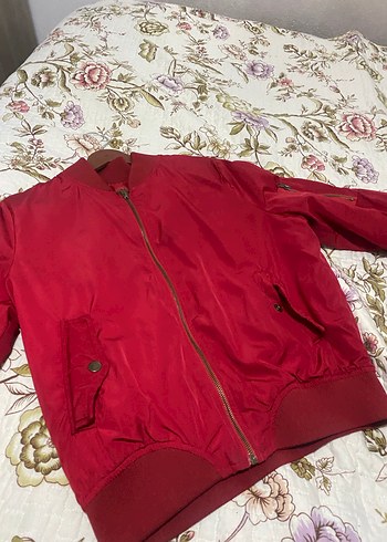 Kırmızı Fermuarlı Kadın Ceket - Görsel 2