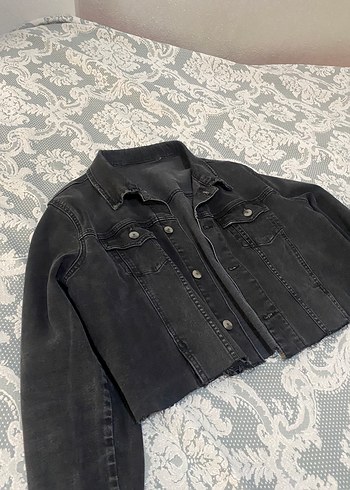m Beden Siyah Kadın Denim Ceket
