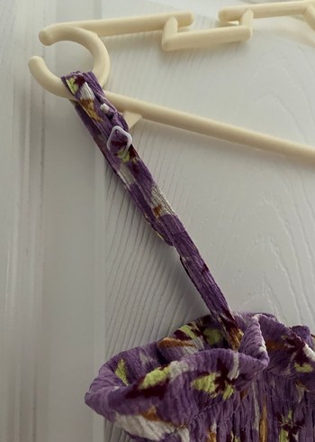 Mor Piliseli Uzun Askılı Elbise - Görsel 3