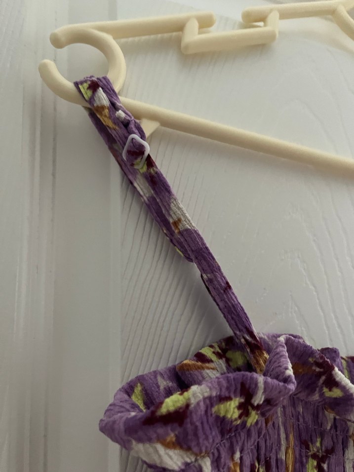 Mor Piliseli Uzun Askılı Elbise - Görsel 3