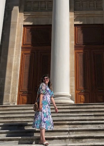 Bohem V Yaka Uzun Elbise - Görsel 4