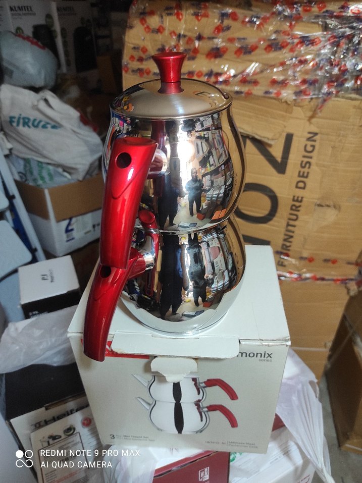 Vivaldi Mini Çaydanlık Seti 3 Parça Kırmızı Kulplu - Görsel 3