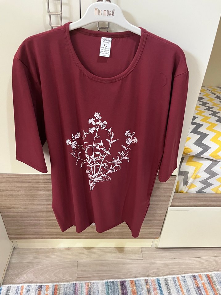 Siyah Baskılı Mini Kadın Tişört - Görsel 5