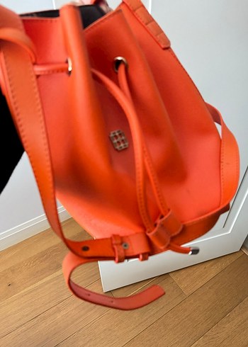 Turuncu Büyük Deri Kadın Çanta - Görsel 2