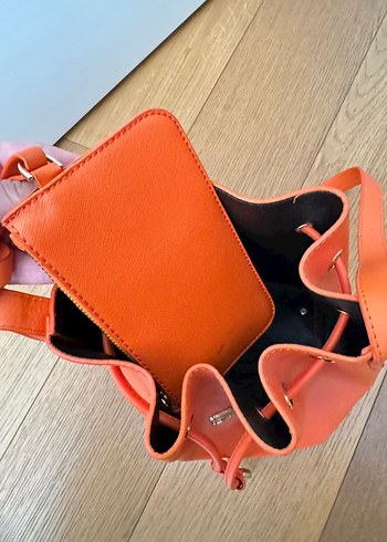 Turuncu Büyük Deri Kadın Çanta - Görsel 5