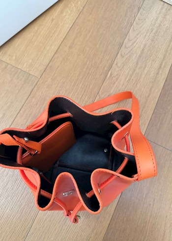 Turuncu Büyük Deri Kadın Çanta - Görsel 4