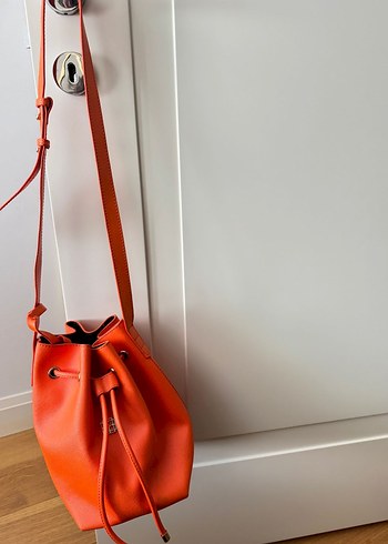 Turuncu Büyük Deri Kadın Çanta - Görsel 7