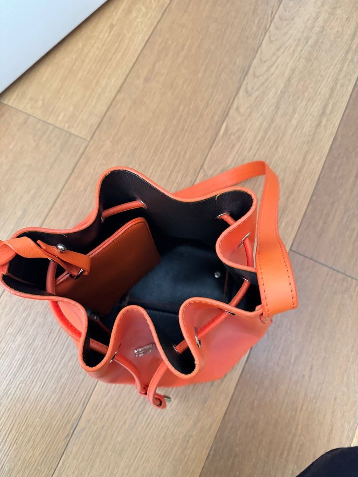 Turuncu Büyük Deri Kadın Çanta - Görsel 3