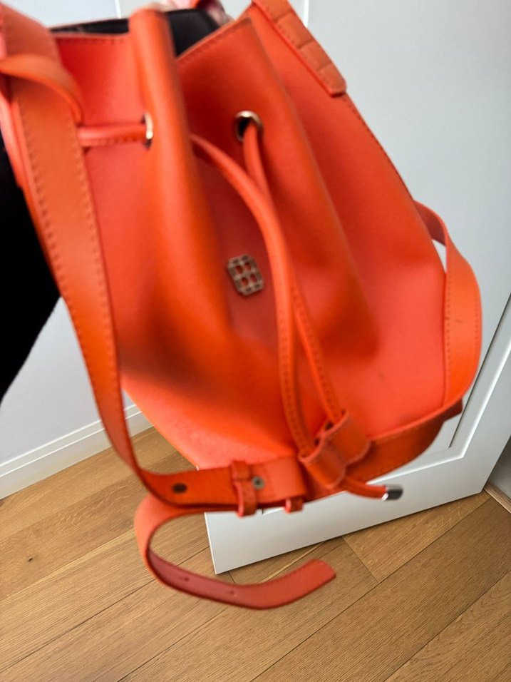 Turuncu Büyük Deri Kadın Çanta - Görsel 2