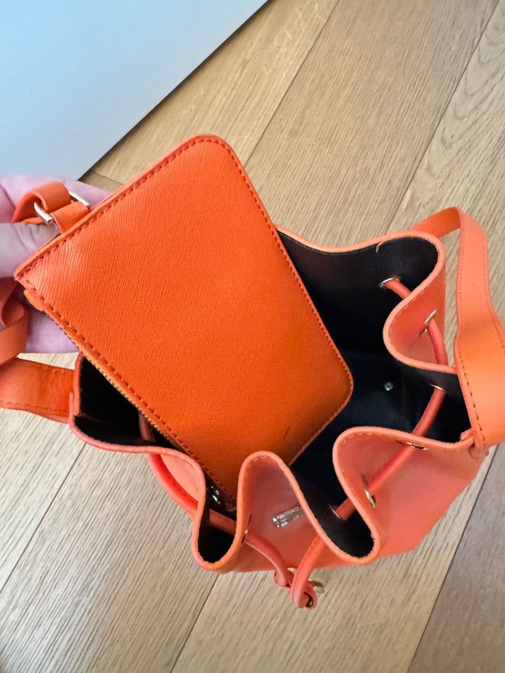 Turuncu Büyük Deri Kadın Çanta - Görsel 5