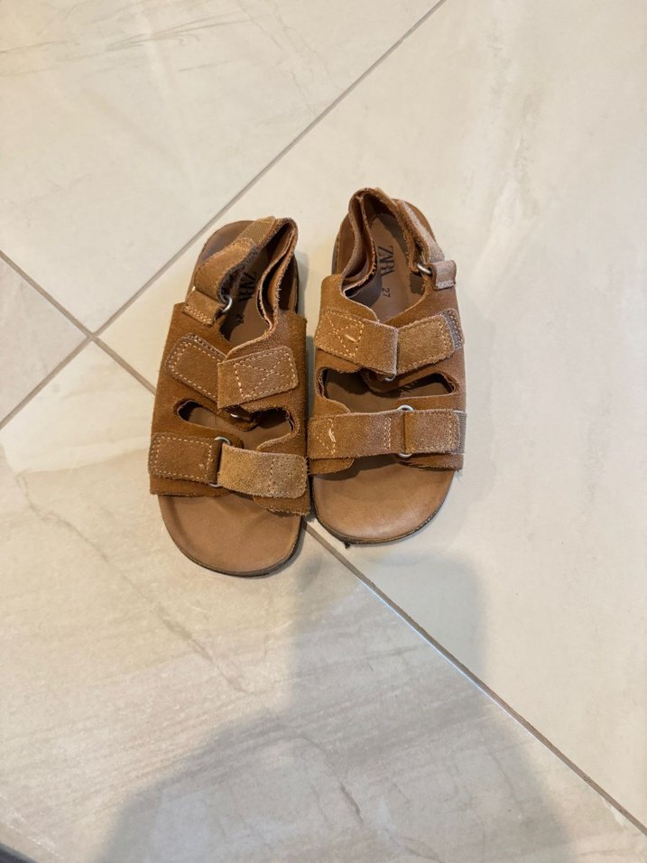 Kemerli Kahverengi Deri Erkek Çocuk Sandalet - Görsel 3