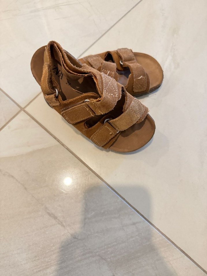 Kemerli Kahverengi Deri Erkek Çocuk Sandalet - Görsel 2