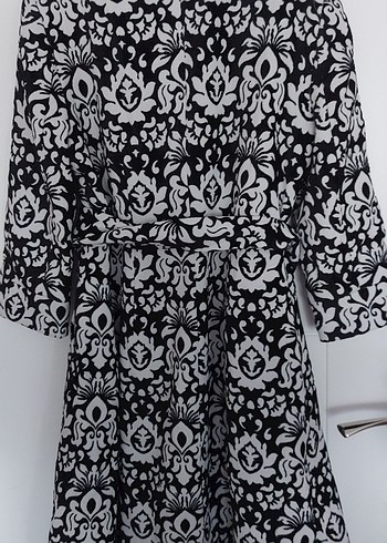 Gri Desenli Uzun Kadın Kaban - Görsel 2