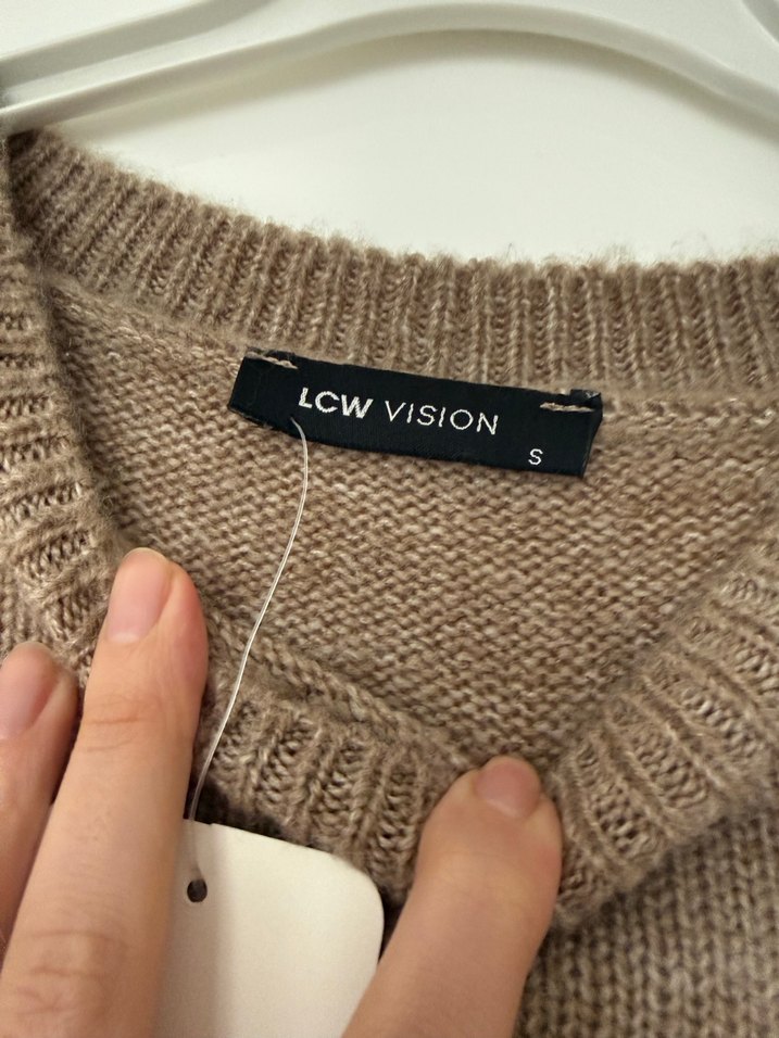 Kadın Kahverengi Yün Triko Kazak - Görsel 3