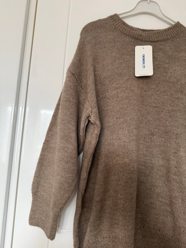 Kadın Kahverengi Yün Triko Kazak - Görsel 2