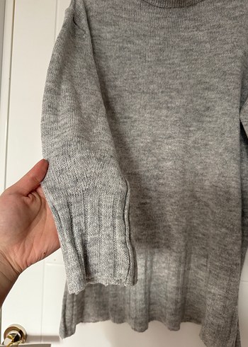 Gri Örgü Uzun Kollu Kadın Triko - Görsel 3