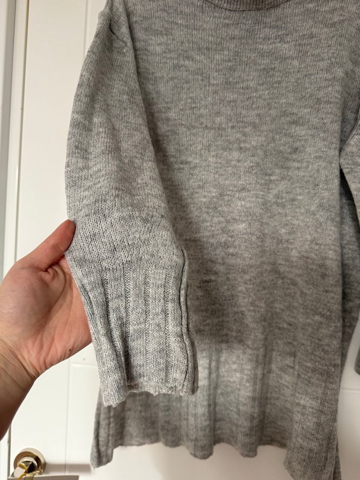 Gri Örgü Uzun Kollu Kadın Triko - Görsel 3