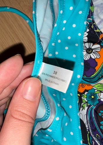 38 Beden Renkli Bohem Desenli Bikini, Fermuarlı, Askılı