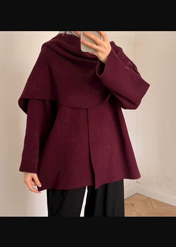 Bordo Kadın Panco bluz Atkili - Görsel 2