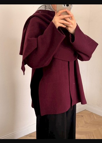 Bordo Kadın Panco bluz Atkili - Görsel 4