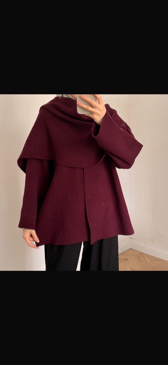 Bordo Kadın Panco bluz Atkili - Görsel 2