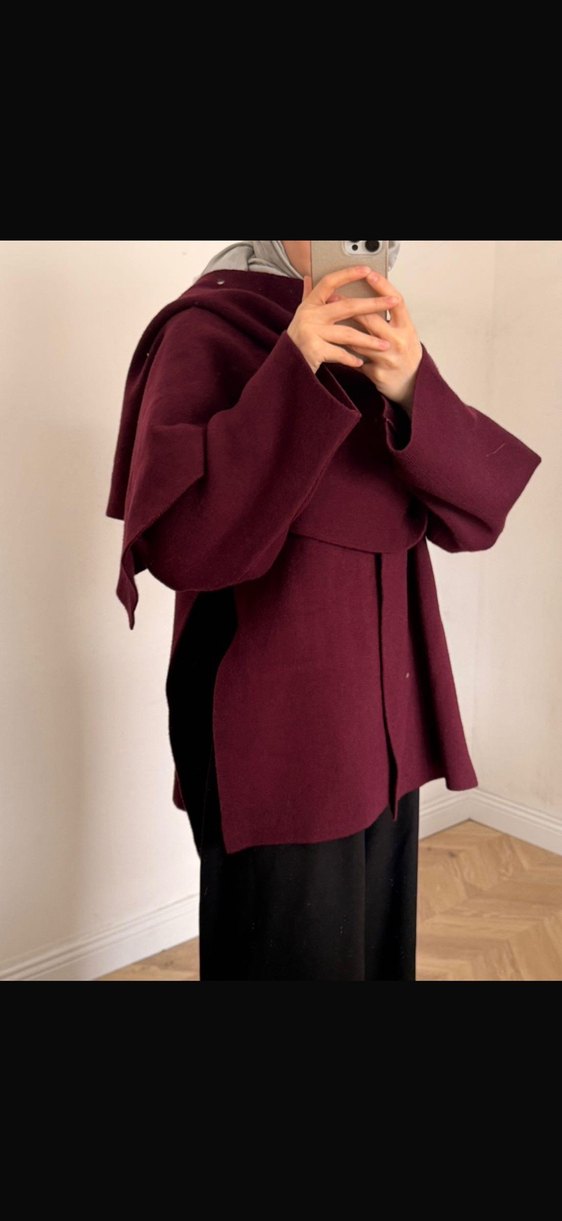 Bordo Kadın Panco bluz Atkili - Görsel 4