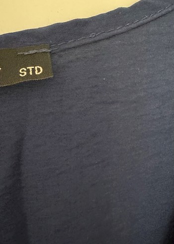 Lacivert Düğmeli V Yaka Kadın Keten Gömlek - Görsel 2